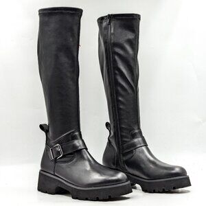 Blondo Women Vienna Flexible Waterproof Black Leather Moto Biker Boots size 7.5